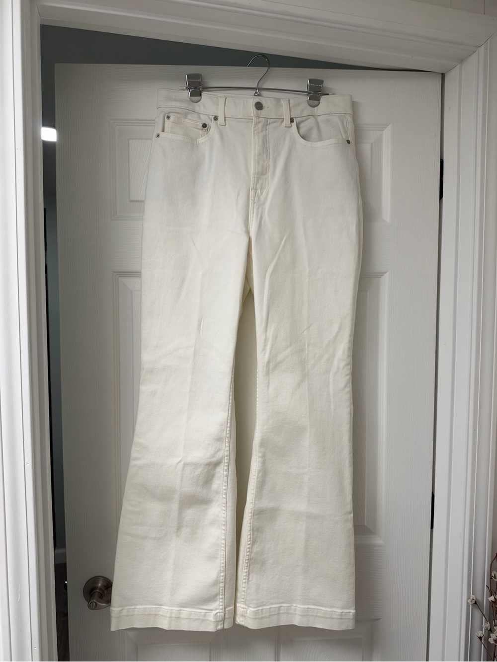 SPANX Cream High-Rise Flare Jeans